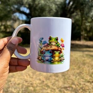 Frog and Mushroom White 8 oz Coffee Mug